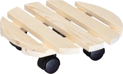 Zdjęcie produktu dla Wózek do roślin PALETTI, średnica 30 cm, wysokość 8 cm. Wózek do roślin do użytku wewnątrz pomieszczeń. Wózek do donic wykonany z certyfikowanego, litego drewna