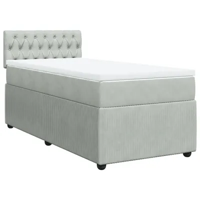 Produktbild von Boxspringbett mit Matratze Hellgrau 100x200 cm Samt