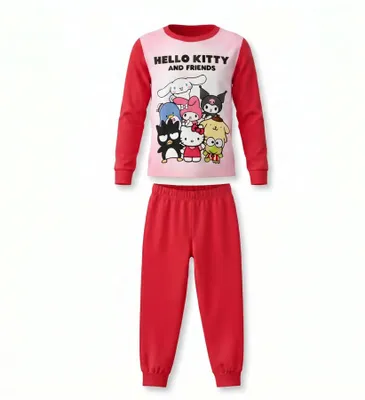 Produktbild von Hello Kitty Kinder Mädchen Schlafanzug Pyjama Shirt Hose 100% Baumwolle - Rot, 116