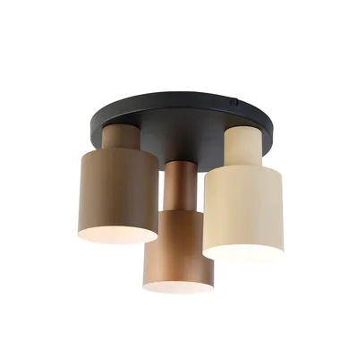 Immagine prodotto di Trio Leuchten - Plafoniera moderna I Plafoniera I Lampada I Lampada bronzo con taupe e beige a 3 luci - Ans I Soggiorno I Camera da letto - Acciaio rotondo - LED adatto E27