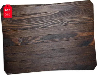 Produktbild von Tischsets | Platzsets abwaschbar – Holzoptik dunkelbraun – aus Premium Vinyl (Kunststoff – BPA-frei) - 4 Stück - 44 x 32 cm -  Germany