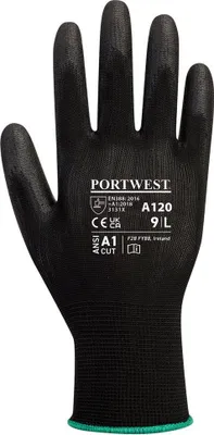 Image de Portwest - Gants unies homme/femme paumePolyuréthanePC6810 (8) (Noir)
