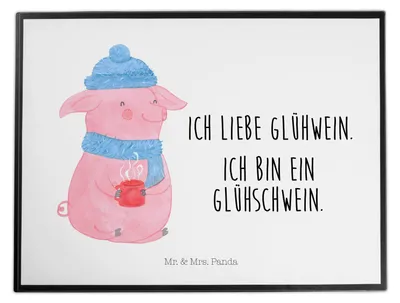 Produktbild von Mr. & Mrs. Panda schreibtischunterlage Schwein Glühwein - Weiß - Geschenk, Glühschwein, Punsch, Weihnachtsmarkt, Weihnachten, schreibtischunterlagen, Schreibunterlage