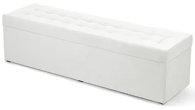 Produktbild von MG Design Polsterhocker Weiß 45x160 cm - Stauraum 190L, bis 300 kg, matt & pflegeleicht, für Wohnzimmer & Flur
