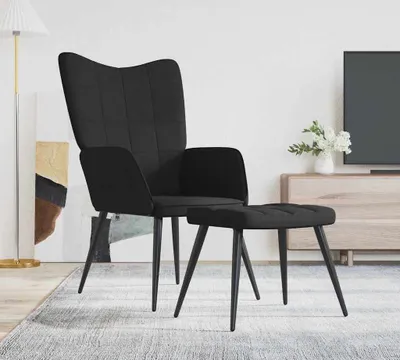 Produktbild von Maison Exclusive - Relaxsessel mit Hocker Schwarz Stoff