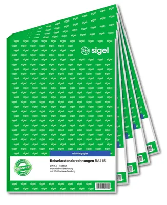 Reisekostenabrechnung monatlich, A4, 50 Blatt, 5er-Pack