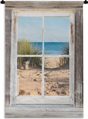 Produktbild von MuchoWow® Wandteppich Wandbehang Aussicht - Strand - Meer 90x135 cm Tapisserie Dekoration Wandtuch - Baumwolle - Wandskulptur