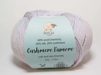 Productafbeelding van Cashmere "L'amore" Art'is Yarn 20% Kasjmier, 20% Zijde, 60% Merino (90 parelgrijs)