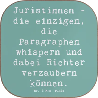 Produktbild von Mr. & Mrs. Panda Tischuntersetzer Spruch Juristin Zauber - Meeresbrise - Geschenk, Beruf, Berufe, Rechtsspruch, Untersetzer Tasse, Mandanten, Geschenke für Berufstätige