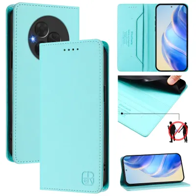 Produktbild von Lederhülle für TCL NxtPaper 60 Ultra Hülle Flip Brieftasche Kartenfächern Ständer Schutzhülle Türkis