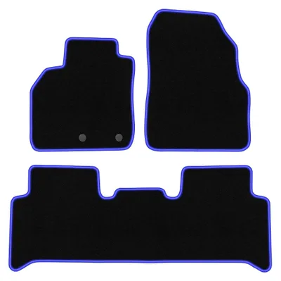 Image de Tapis de sol en moquette pour Renault Scenic II 2003-2009 (monospace) – jeu 4 pièces, noir/bleu, sur mesure – Wielganizator CARLUX