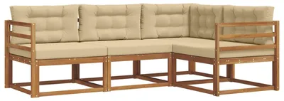 Immagine prodotto di vidaXL Set di divani da esterno, 4 pezzi, colore naturale e beige