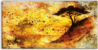 Produktbild von Coloray Acrylbild 120x60  Wandbild Acrylbilder Ozean Sonnenuntergang Meer und Baum