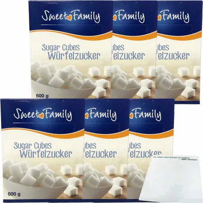Produktbild von Nordzucker Sweet Family Würfelzucker 6er Pack (6x500g Packung) + usy Block