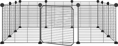 Image de Cage pour animaux de compagnie à 12 panneaux avec porte, noire, 35 x 35 cm, acier