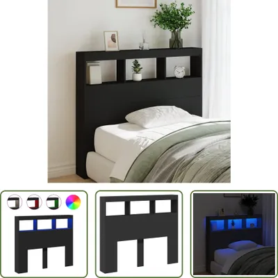 Obrázok produktu pre The Living Store LED čelo s policami čierne 120x17x102 cm