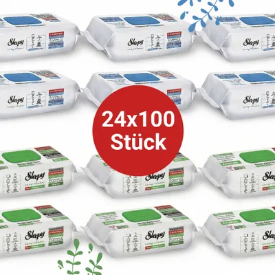 Produktbild von Sleepy Easy Clean Oberflächenreinigungstücher – 12x100 Anannas + 12x100 Blau | Fliesenreinigung