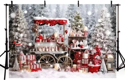 Produktbild von Wintliche Fotobackdrop-Requisiten 2,0 x 1,5m Schneetrolley