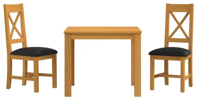 Image de vidaXL, ensemble de salle à manger, 3 pièces, bois massif chêne, noir