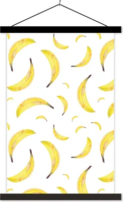 Produktbild von MuchoWow® Textilposter Bananen - Obst - Gelb 120x180 cm mit schwarzem Rahmen - Fotos