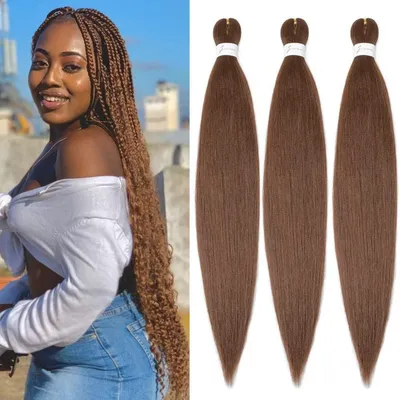 Immagine prodotto di Flechthaar: Extension per capelli, lunghezza 26 pollici, colore marrone, confezione da 3 pezzi, in fibra sintetica, da intrecciare