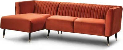 Produktbild von Casa Padrino Luxus Ecksofa Orange / Schwarz / Messingfarben 250 x 150 x H. 87 cm - Modernes Wohnzimmer Sofa - Moderne Wohnzimmer Möbel - Luxus Kollektion