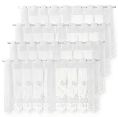 Productafbeelding van Gordijnen voor ramen - Set van 4 - Kant - 130 x 45 cm - Bistrogordijnen