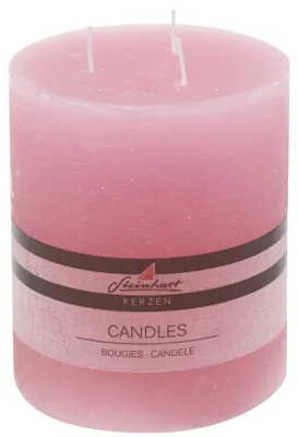Produktbild von 3-Docht Stumpenkerze "Raureif" Rosa 140/120 mm