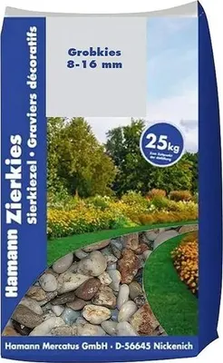 Produktbild von Baumaterial Kies 8-16 mm für Drainage und Zierflächen, gewaschen & sortiert, 25 kg