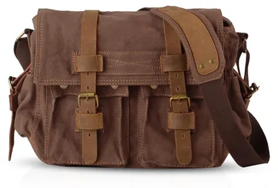 Image de Sac bandoulière en toile, format 14 pouces, unie, idéal pour le travail et les voyages