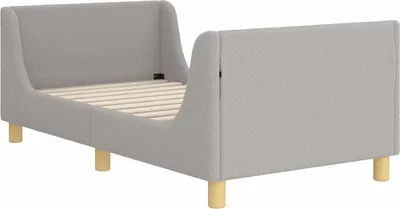 Obrázek produktu pro Postel pro děti vidaXL, světle šedá, rozměry 80x160 cm, s opěrkou, materiál: bouclé