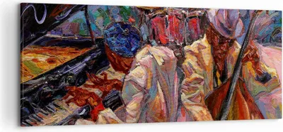 Produktbild von Bild auf Leinwand - Leinwandbild - Jazz Musik Band - 120x50cm - Wand Bild - Wanddeko - Wandbilder - Leinwanddruck - Bilder - Kunstdruck - Wanddekoration - Leinwand bilder - Wandkunst - AB120x50-3481