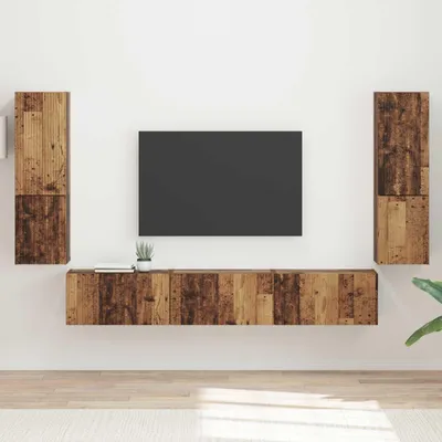 Produktbild von "Schlussverkauf" TV-SchrankSet Wandmontiert - 4 Stück - WohnzimmerTV-Möbel/TV-Tisch - Altholz Holzwerkstoff  C14369