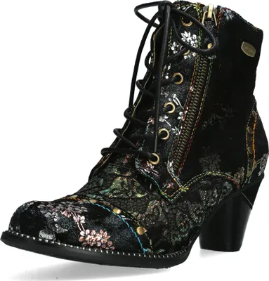 Produktbild von Laura Vita Damen Stiefelette Leder Blumenmuster und Reißverschluss Alcizeeo 12, Größe:39 EU, Farbe:Braun