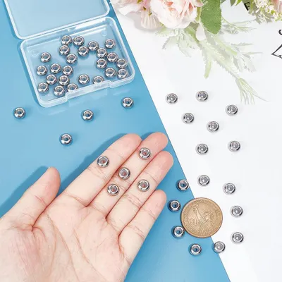 Produktbild von 50 Stück 8 mm Schließringperlen Schieberegler mit Gummi-Innenring 2 mm Perlenloch - für Schmuckherstellung