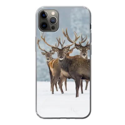 Produktbild von MuchoWow® Handyhülle Schutzhülle Hülle für iPhone 13 Pro Max Hirsche - Tiere - Schnee - Winter - Landschaft - Natur Silikon Softcase Handy Hülle - Mobiltelefon