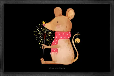 Produktbild von Mr. & Mrs. Panda Fussmatte Maus Weihnachten 50 x 75 cm - Schwarz - Geschenk, Schmutzmatte, Weihnachtswunder, Türvorleger, Frohe, Outdoor-Matte, Fußabstreifer