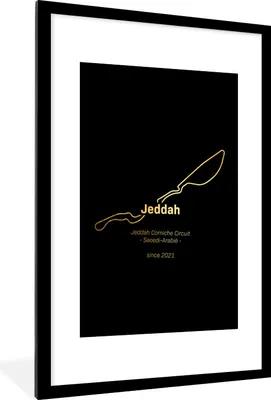 Produktbild von MuchoWow® Gerahmtes Poster Formel 1 - Jeddah - Rennstrecke 60x90 cm - Poster mit Schwarzem Bilderrahmen Wandposter Rahmen Foto Bilder - Dekoration - Wandposter Wohnzimmer - Hochwertig