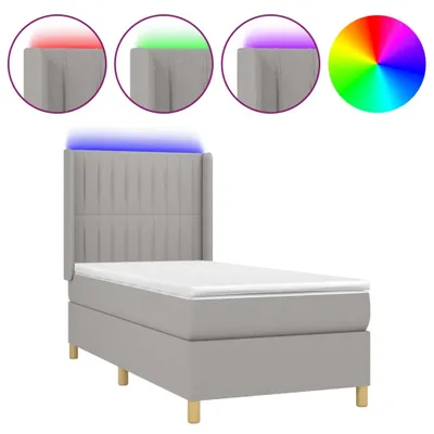Immagine prodotto di vidaXL Letto a molle con materasso e LED in tessuto grigio chiaro 80x200 cm