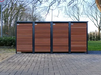 Produktbild von 4 Mülltonnenboxen  für 240 Liter-Mülltonnen in Edeldesign Anthrazit / Edelholz
