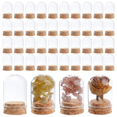Miniatur-Glasglocken, 160 Stück, transparent, mit Korkstopfen