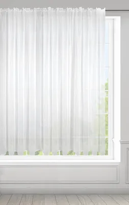 Productafbeelding van Transparant voile gordijn met plooiband, wit, 400 x 150 cm, geschikt voor woonkamer en slaapkamer