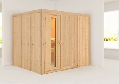 Produktbild von Karibu Sauna Innensauna Gobin Fronteinstieg ohne Zubehör 231x196x198 cm ohne Dachkranz mit Energiespartür