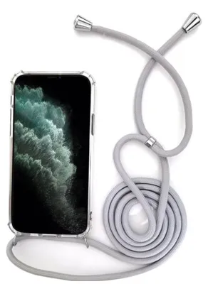 Image de Coque de téléphone avec bandoulière/cordon pour porter en bandoulière, compatible avec différents modèles Xiaomi, notamment le Xiaomi Redmi Note 10, en gris/argent