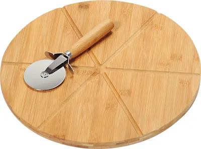 Image de Assiette à pizza avec coupe-pizza 32 cm en bambou