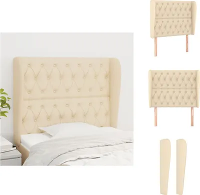 Produktbild von vidaXL Kopfteil mit Ohren Creme 93x23x118/128 cm Stoff -  Kopf- & Fußenden