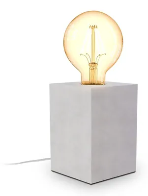 Image de B.K.Licht I lampe de table avec socle en béton I 9x9x13 cm I douille E27 I interrupteur à câble I gris I sans ampoule