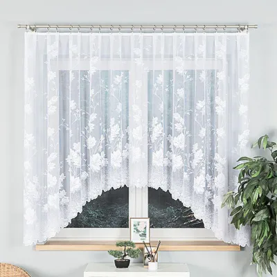 Obrázek produktu pro BOŻENA - Hotová žakárová záclona s výřezem ve spodní části - 300x160 cm - bílá