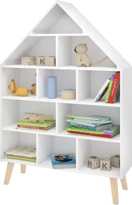 Produktbild von Bolt Edge Kinderbücherregal – Bücherregal in Hausform – Spielzeugregal – Kinderzimmer – Weiß – MDF-Holz