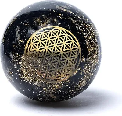 Immagine prodotto di Fiore della vita con sfera di orgonite e tormalina - ±5,5 cm